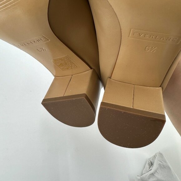 Everlane Italian Leather Day Heel Light Taupe 6.5 Women's Elastic Back Comfort - Picture 8 of 9